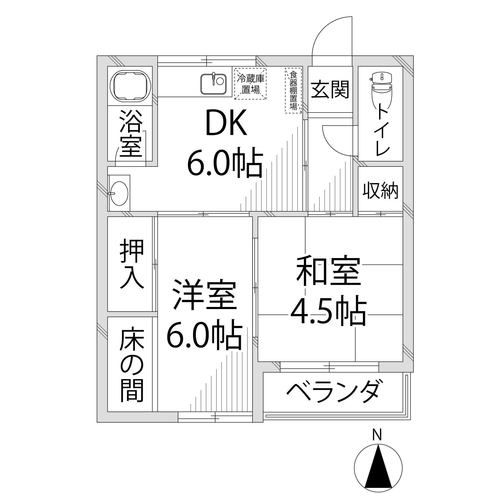 ビレッジ田寺(2DK/1階)の間取り写真