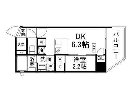 NEXT STAGE 神戸元町(1DK/5階)の間取り写真