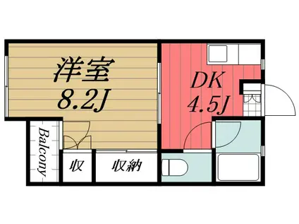 秀和グリーンコーポ・サクラ(1DK/1階)の間取り写真