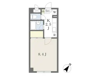 グランドールハマユー台原(1K/1階)の間取り写真