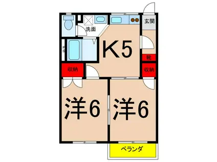 フレグランス仁志喜(2K/2階)の間取り写真