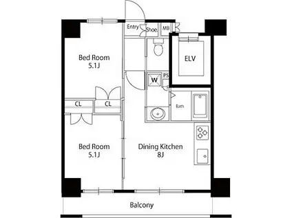 LASANTE広尾 ラサンテ広尾(2DK/7階)の間取り写真