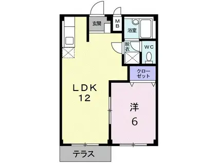 エルディム岡崎B(1LDK/1階)の間取り写真