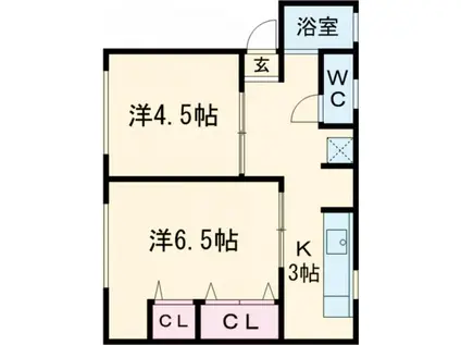 清原台パークハイツ(2K/1階)の間取り写真
