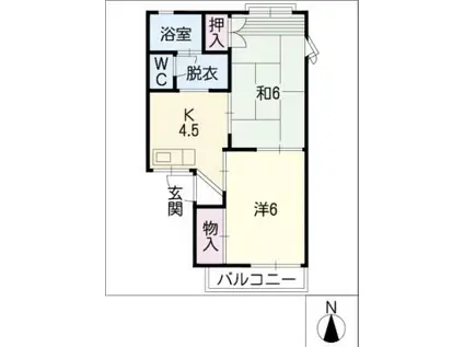 アトウレ川西(2K/1階)の間取り写真