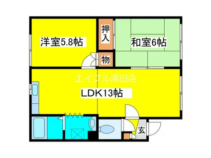 シャトーロワール(2LDK/3階)の間取り写真