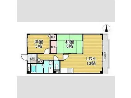 ラヴィール若宮(2LDK/4階)の間取り写真