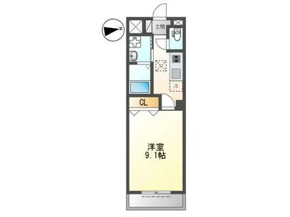 ファミール栄(1K/1階)の間取り写真