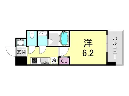 スプランディッド難波(1K/15階)の間取り写真