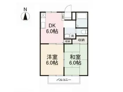 グリーンヒルズ玉藻I(2DK/2階)の間取り写真