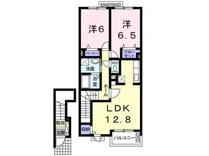リアン・パルティールC(2LDK/2階)の間取り写真