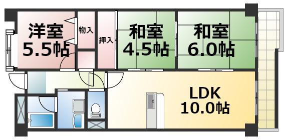 シャトークレール(3LDK/2階)の間取り写真