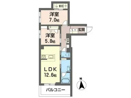 フォンティーヌ べレオ(2LDK/3階)の間取り写真