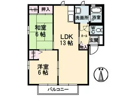 アンシャンテ戸坂(2LDK/1階)の間取り写真