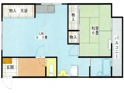 石本ビル(1LDK/4階)の間取り写真