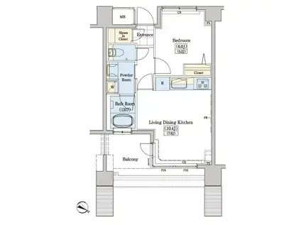 レジディアタワー上池袋(1LDK/9階)の間取り写真