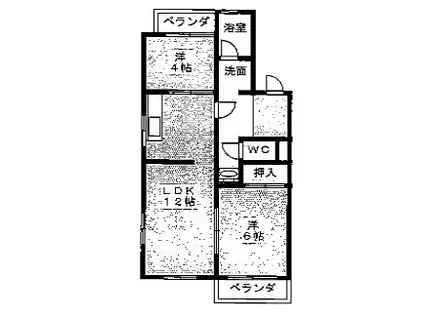 メゾン京命(2LDK/2階)の間取り写真