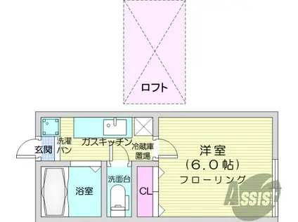 アーバンシティ南光台B(1K/2階)の間取り写真