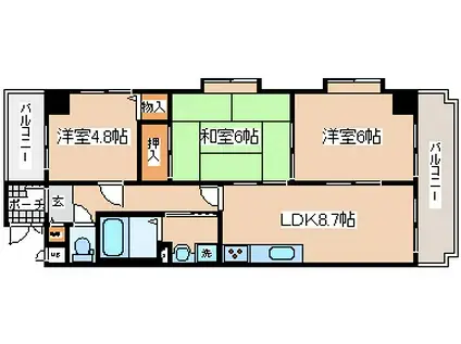 グランパレ神戸(3LDK/3階)の間取り写真