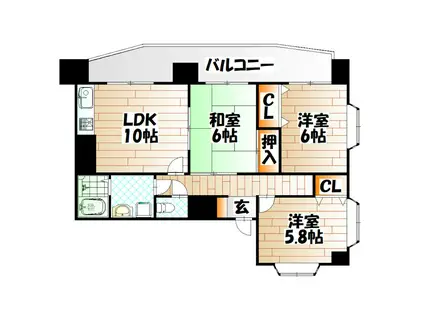 グランピア八幡東(3LDK/3階)の間取り写真