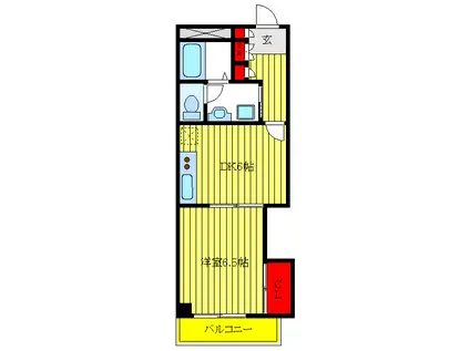 小豆沢2パレス(1DK/3階)の間取り写真