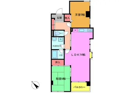 LEO弐拾八番館(2LDK/3階)の間取り写真