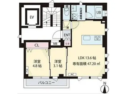 セイワ レジデンス(2LDK/2階)の間取り写真