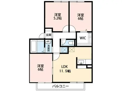 フレマリールのぞみA棟(3LDK/1階)の間取り写真