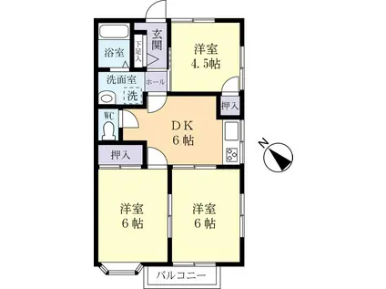 アーバン中央(3DK/1階)の間取り写真