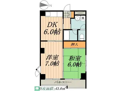 リビエールダンケ(2DK/4階)の間取り写真