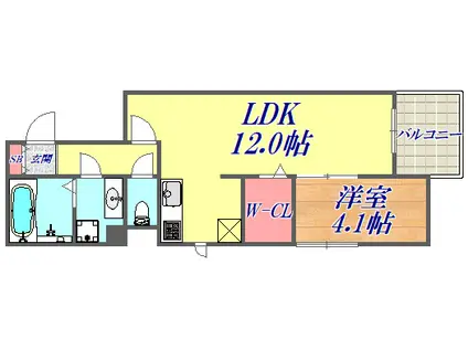 カーサフォレスタ塚口(1LDK/2階)の間取り写真