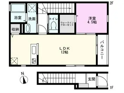 リーブルファイン草加青柳(1LDK/2階)の間取り写真