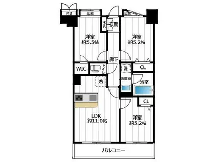 メディウス藤が丘(3LDK/1階)の間取り写真