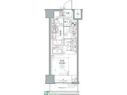 クレヴィスタ横浜関内II(1K/2階)の間取り写真