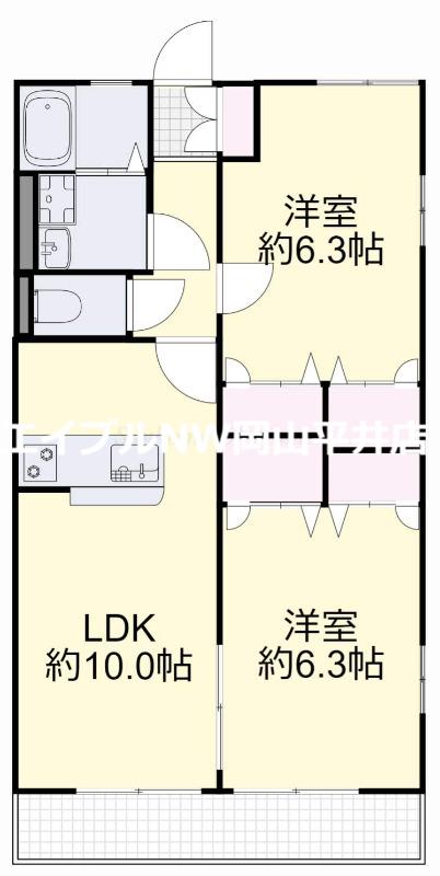 ボヌール関A(2LDK/1階)の間取り写真