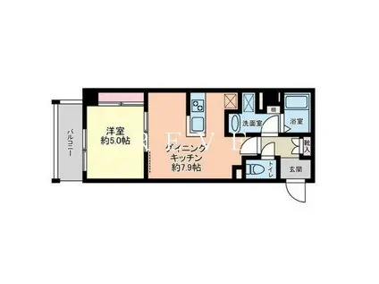 グローリオシェルト新宿山吹町(1DK/2階)の間取り写真