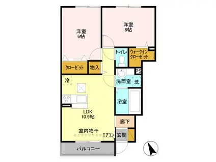 フローラハウス(2LDK/1階)の間取り写真