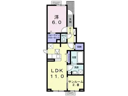 サフィールB(1LDK/1階)の間取り写真