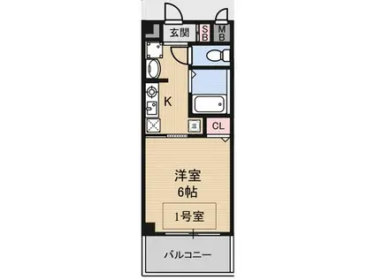 グランパシフィック上新庄(1K/6階)の間取り写真