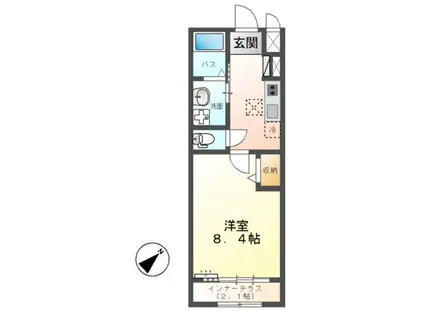 ペルティカ(1K/1階)の間取り写真