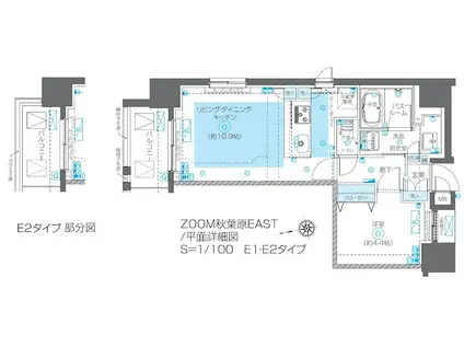 ZOOM秋葉原イースト(1LDK/12階)の間取り写真