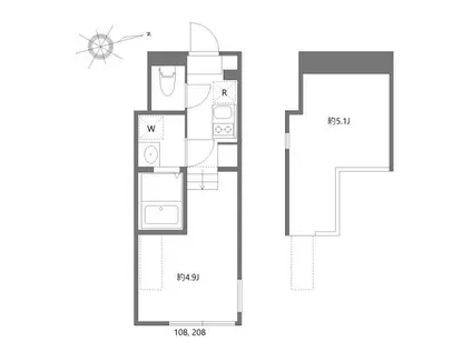 ハーモニーテラス上中里(1K/2階)の間取り写真