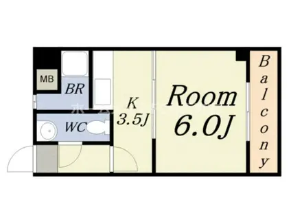 港スカイハイツ(1K/6階)の間取り写真