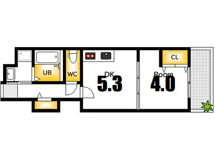 フォルシア大手町(1DK/5階)の間取り写真