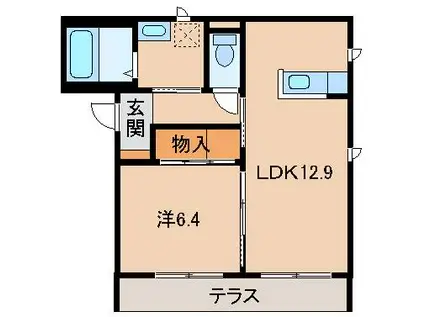 ヴィレッジ三年坂(1LDK/1階)の間取り写真