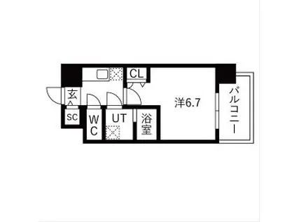 ワールドアイ大阪イースト CITY(1K/6階)の間取り写真