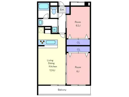グラヴィエ(2LDK/1階)の間取り写真