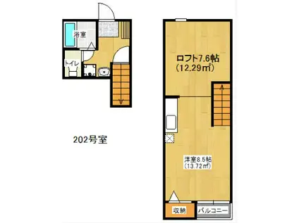 MAISONETIC 優遊(ワンルーム/2階)の間取り写真