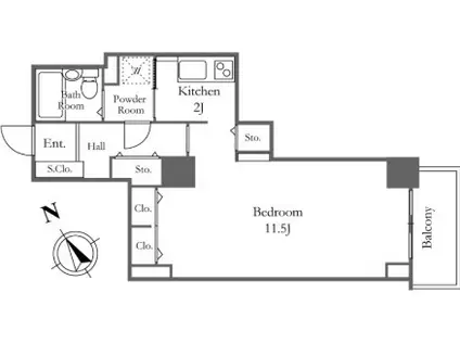 京葉線 八丁堀 リバービュー リフォーム済(ワンルーム/26階)の間取り写真