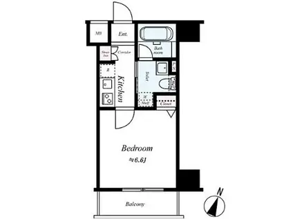 PREMIUM CUBE田町(1K/4階)の間取り写真